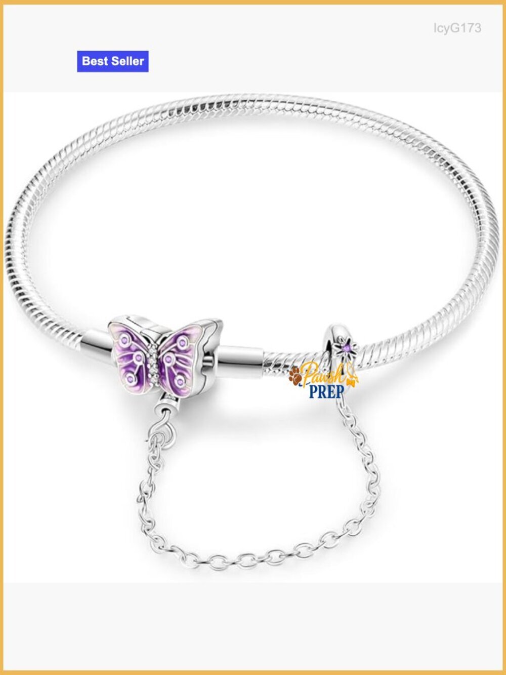 Sterling Silver Snake Chain Charm Bracelet with Heart Clover Butterfly